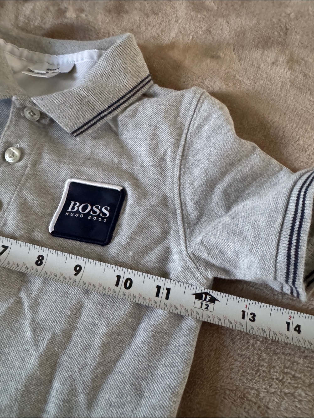 BOSS Hugo Boss Boys Gray Polo Shirt Preppy Designer 4/102 - Picture 6 of 9